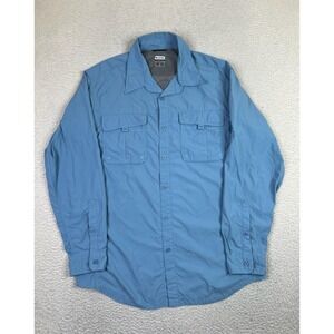 Columbia Titanium Shirt Mens Large Blue Omni Dry Nylon Hiking Fishing Outdoor